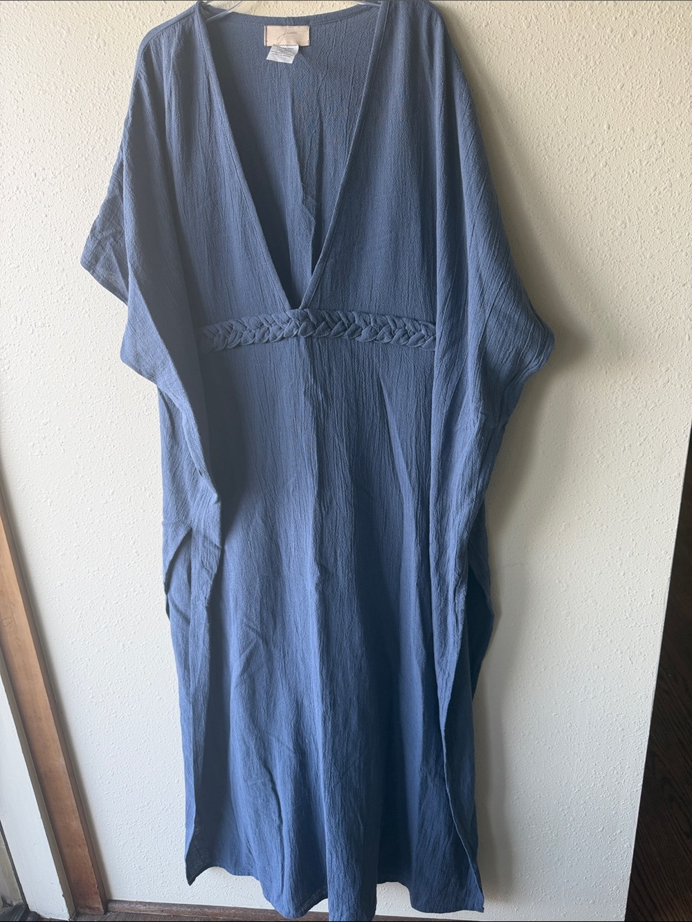 Loose V-Neck Kaftan Dress in Slate Blue